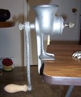 Vintage Universal L f  c  No  2 Cast Iron Chopper Meat Grinder Complete 3 Blades