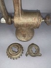Vintage Antique Universal No 2 Cast Iron Meat Grinder Hand Crank Wood Handle