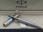 Parker Sonnet Ballpoint Pen Silver Circle Fine Nib Blue Ink Refill No Box