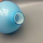 Vintage Blue Cased Glass Vase Mid Century Modern Art Glass Bulbous Onion Mcm