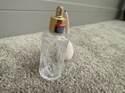 Vintage Vanity Cut Crystal Glass Perfume Bottle Atomiser With Pink Puff Clear Uk