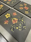 Vintage Mid Century German Germany Folk Art Floral Painting Wood Panel Art 
