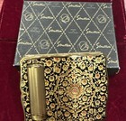 Vintage Stratton Black And Gold Hollywood Regency Victorian Floral Goldtone