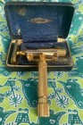  fair Condition  Vintage Gillette Aristocrat   Gold Tech  Safety Razor With Case