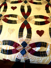 Vintage Handmade Hand Quilted Patchwork Quilt 75  X 83  Hearts