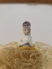 Antique Victorian Porcelain Half Doll Pin Cushion Sewing Powder Puff Vtg Vanity 