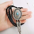 Vintage Bolo Tie Turquoise Stone Silver Sterling Western Cowboy Men Oval Navajo