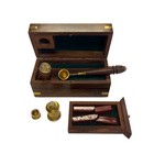 5-1 2  Wax Seal Kit In Wooden Box - Antique Vintage Style Writing Accessories