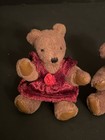 Mini 3    Jointed Teddy Bears W  Faux Leather Paws Lot Of 2 Valentines Dressed