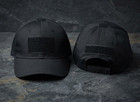Black Tactical Patch Hat     3 Hook   Loop Panels  front top rear      Adjustable