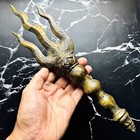 Antique Khmer Bronze Deity Magic Thunder Trident Trishula Warrior Protect  17973