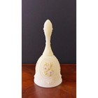 Vintage Fenton Handpainted Custard Glass Bell Artist Signed Metzger  Floral Bell