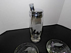 Vintage 50 s 60 s Martini Cocktail Shaker W 6 Etched Glass Set Formal