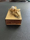 Vintage Gold Toned Cherub With Pearl Tiny Matchbox 40s  50s 