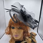 Women Fascinator Feather Hat Flower Hair Clip Church Wedding Party Headwear Clip