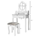 Costway Vanity Wood Makeup Compact Dressing Table Stool Set Jewelry Desk White