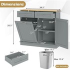 Wooden Kitchen Trash Cabinet Tilt Out Bin Holder W  Drawer   Storage Shelf Gray
