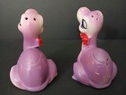  Anthromorphic Purple Turtle Salt Pepper Shakers No Stoppers Missing Paint Japan