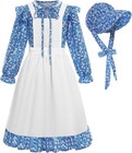 Pioneer Prairie Colonial Dress Costume W  Apron   Bonnet Girls Kids 5-12 100 Day