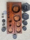 Vintage  Hexagonal Iron   Brass Scale Weights