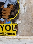Vintage Smokey Bear Porcelain Sign Old Us Forest Service National Park Camp Fire