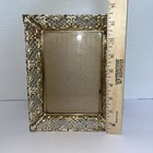 Vintage Filigree Picture Photo Frame 6 1 2    X 4 1 2    Brass Gold Metal