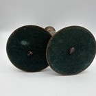Vintage Antique Set Of Two Solid Brass Candlesticks 10 Inches Tall Green Felt