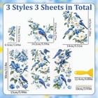 Wandic 3 Sheets Birds Flowers Rub On Transfer Stickers  3 Sheets 