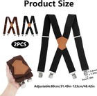 Men Suspenders Clip On Heavy Duty 2 Inch Wide Elastic Work Adjustable