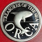 1994 Principality Of Sealand 1 2 Dollar Proof Orca Whale Crown Cu-ni  no Silver 