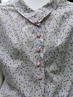 Vintage 1930   s Butterfly   Floral Print Cotton Blouse W Button Trimmed Front