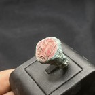 Ancient Roman Style Bronze With Jasper Intaglio Stone Ring With Rare Patina 