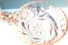 Vintage Floral Star Cut Clear Glass Nappy Bowl With Finger Loop Handle