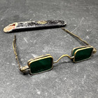 Antique Eye Sunglasses 4 Emerald Lenses W Case Civil War Era Spectacles - Rare