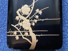 Antique Black Lacquer Box W  Gold Cherry Blossoms