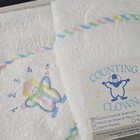 Vtg Triplets Terry Hooded Bath Towel   Washcloth Set Embroidered Counting Clown