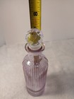 Retro Style Ribbed Purple Glass Decorative Bottle With Stopper New  No Box