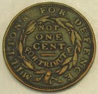 Hard Times Token Not One Cent  Ht 50  Fine   266
