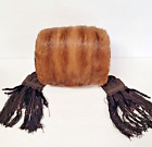 Antique Tasseled Mink Muff Hand Warmer Light Brown With Silk Lining 1900-1925