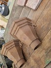 Pair Antique Salvaged Cast Iron Rain Water Hoppers Victorian 3 Inch