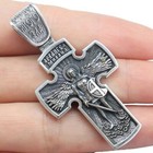 2 Sided Cross Jesus Christ And Archangel Michael Pendant 925 Solid Sterling Sil