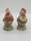 Vintage Royal Copley Rooster And Hen Colorful Ceramic Figurine Set 