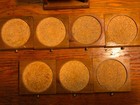 Vintage Wooden Cork Coaster Set W storage Box Holder 8 Pc Japan Mcm