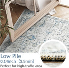 8x10 Area Rug - Large Washable Living Room Vintage Floral Distressed Blue Retro 