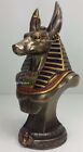 9  Egyptian Anubis Jackal Bust On Plinth Statue Sculpture Antique Bronze Color