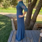 Jj s House Teal Beaded Lace Chiffon A-line Mother Of The Bride Dress Size 4