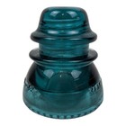 Vintage Hemingray 42 Glass Power Line Threaded Insulator Aqua Blue Made In Usa