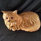Large Orange yelllow Persian Cat 16  X 9  Ceramic Statue Vintage Rare