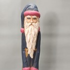 Vintage Ceramic Mold Old World Pencil Santa 16  Hand Painted Navy Blue