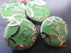 Chanel 4 Buttons Green  Silver Tone Metal Cc   24mm So Pretty Lot 4